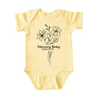 February Baby Birth Flowers (Line Art) Bodysuit