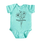 February Baby Birth Flowers (Line Art) Bodysuit