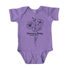February Baby Birth Flowers (Line Art) Bodysuit