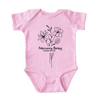 February Baby Birth Flowers (Line Art) Bodysuit
