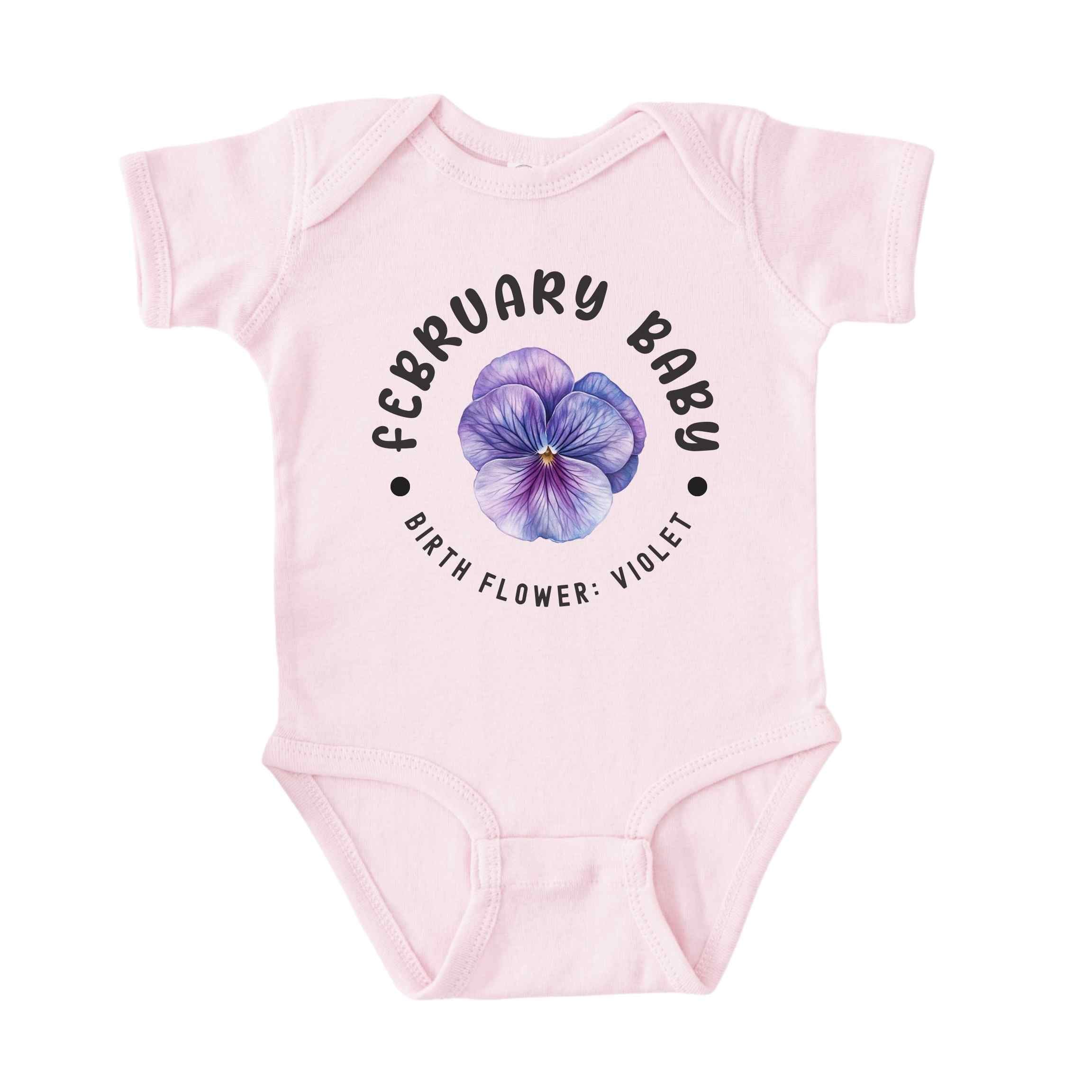 February Baby Main Birth Flower Bodysuit