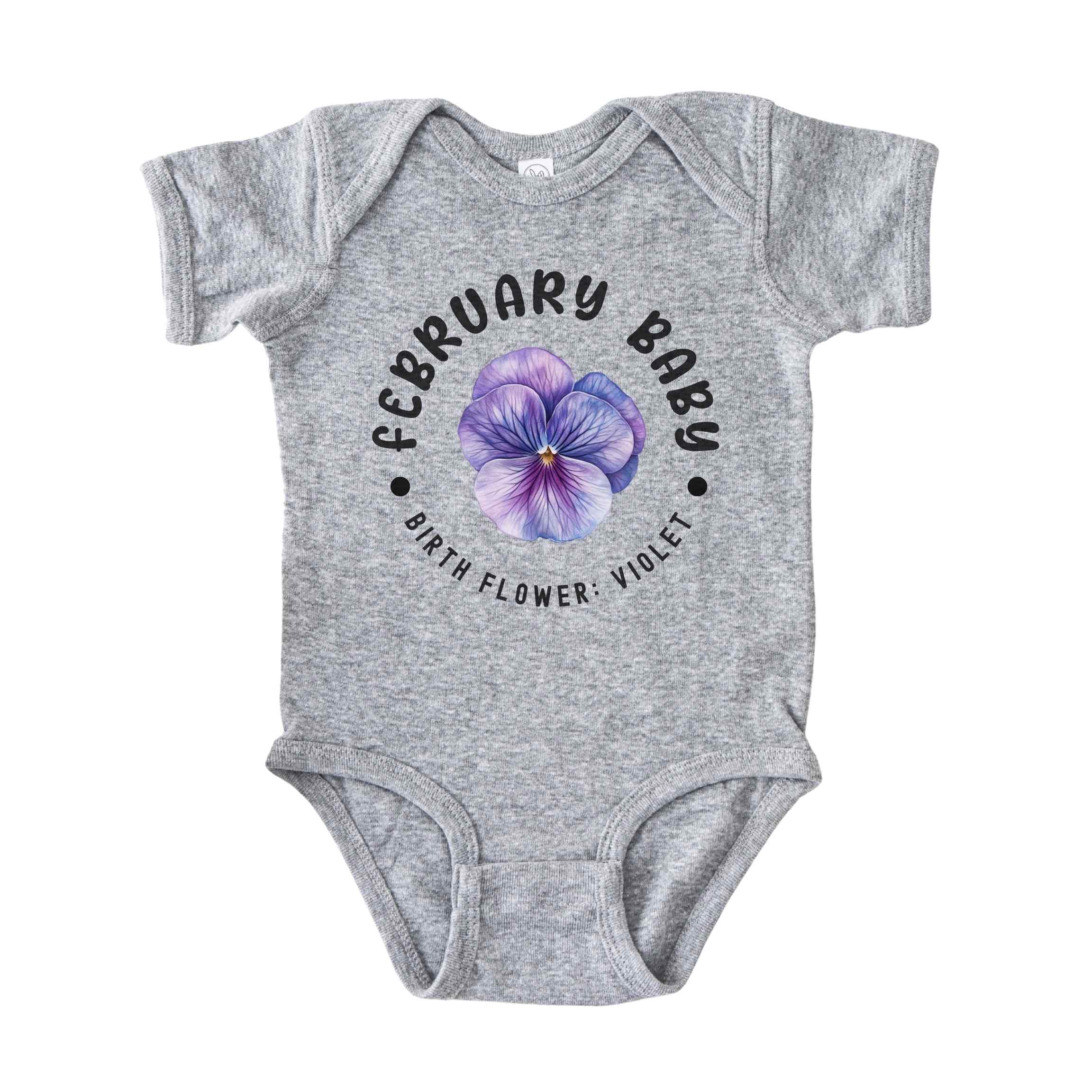 February Baby Main Birth Flower Bodysuit