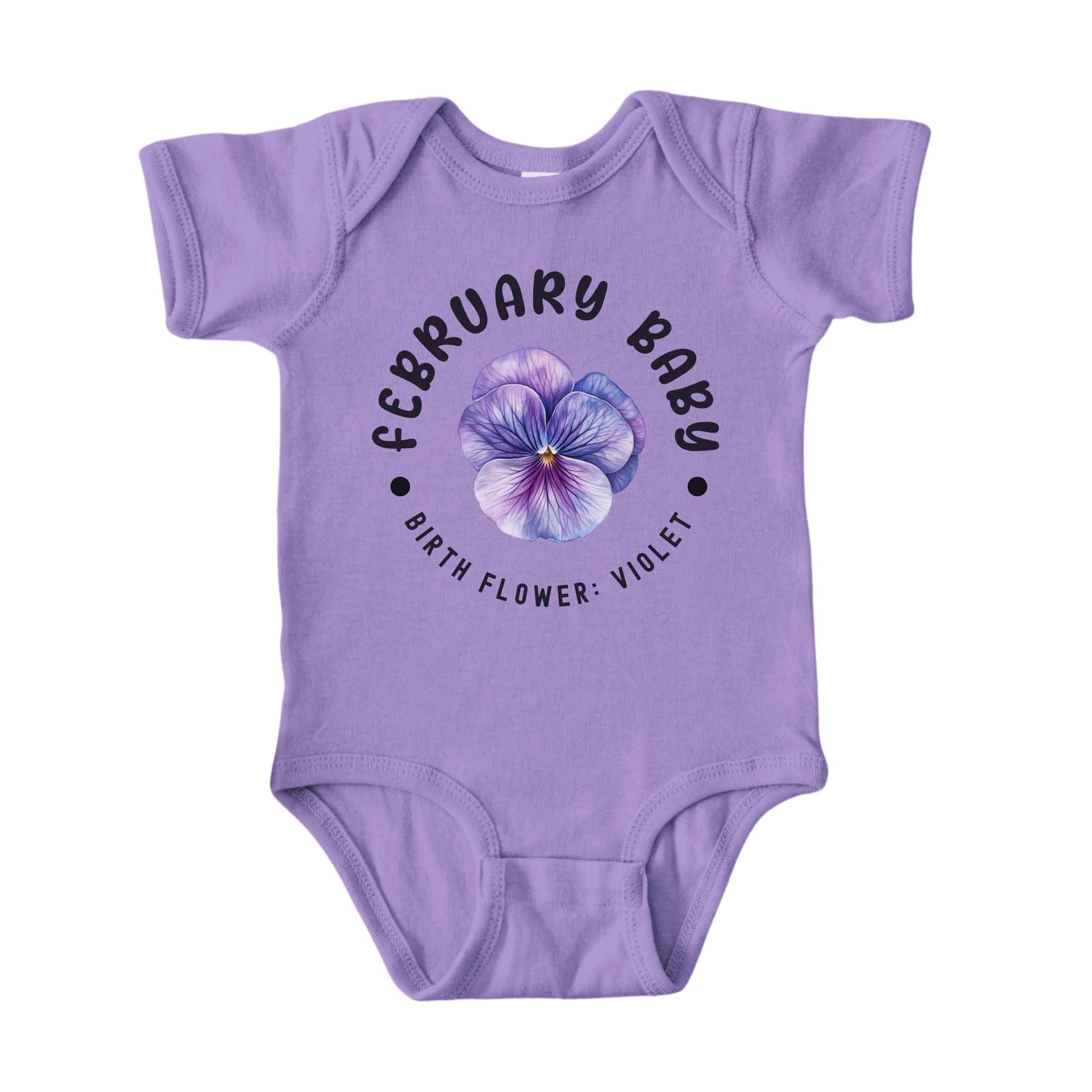 February Baby Main Birth Flower Bodysuit