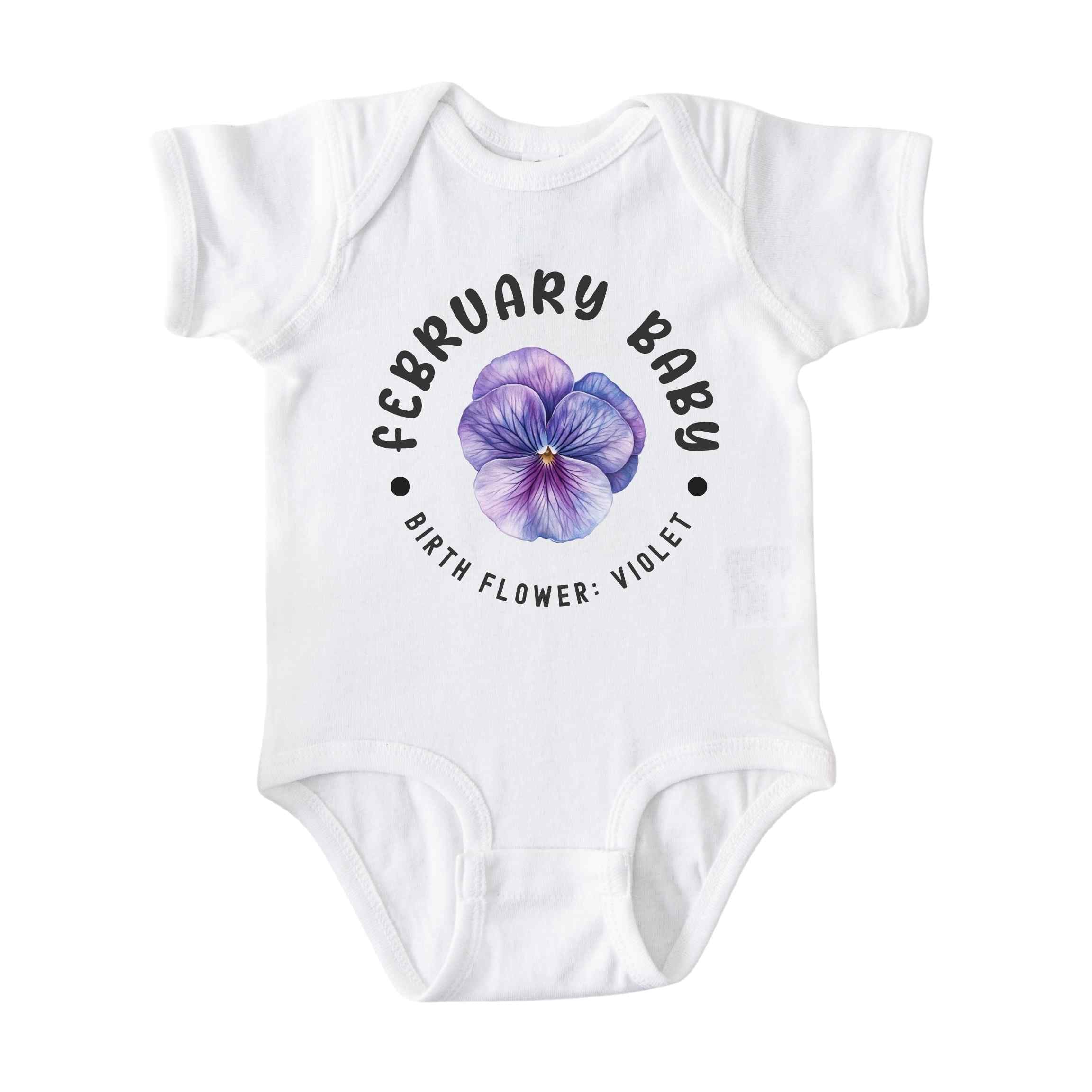 February Baby Main Birth Flower Bodysuit