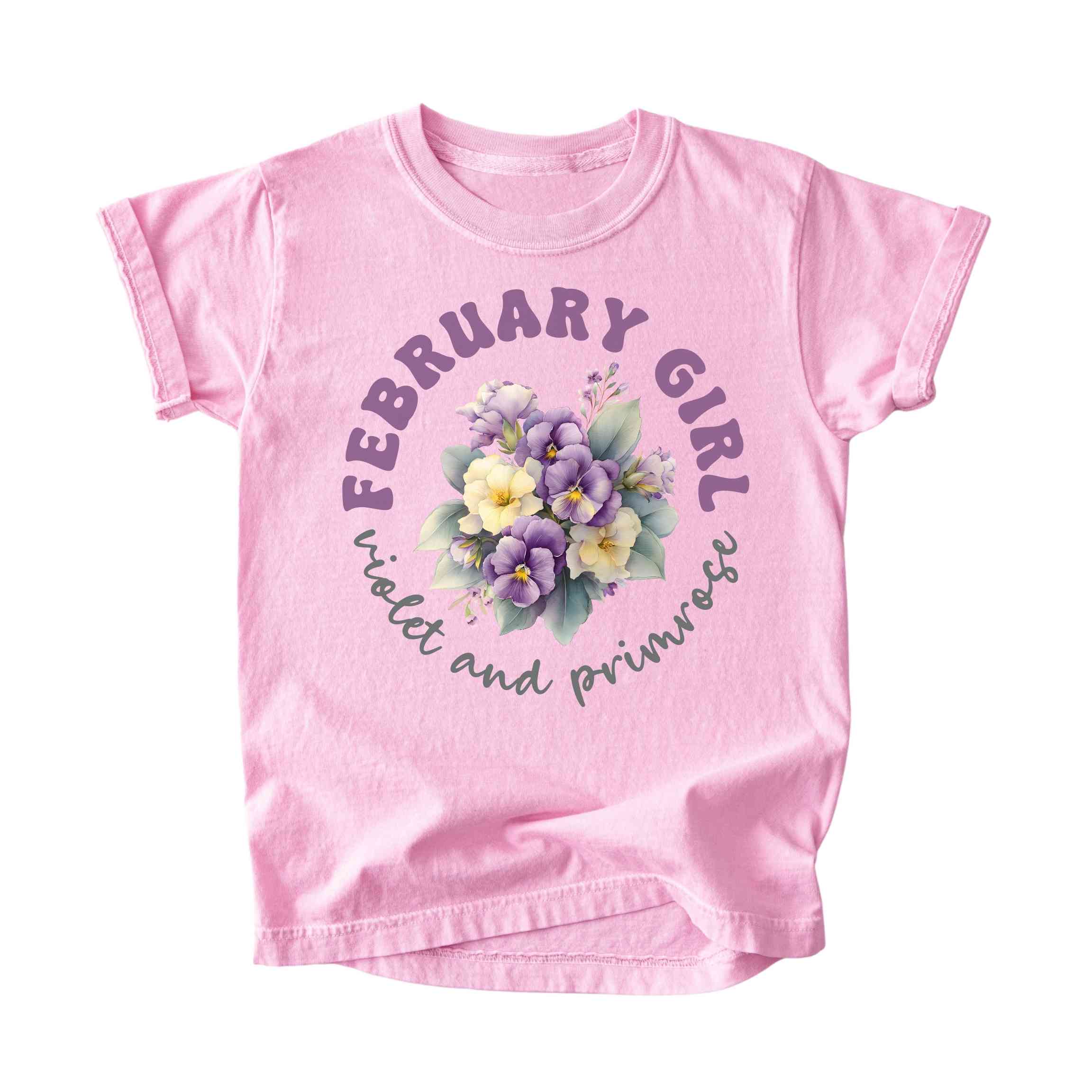 February Girl Birth Flowers (Bouquet) Tee - Kids