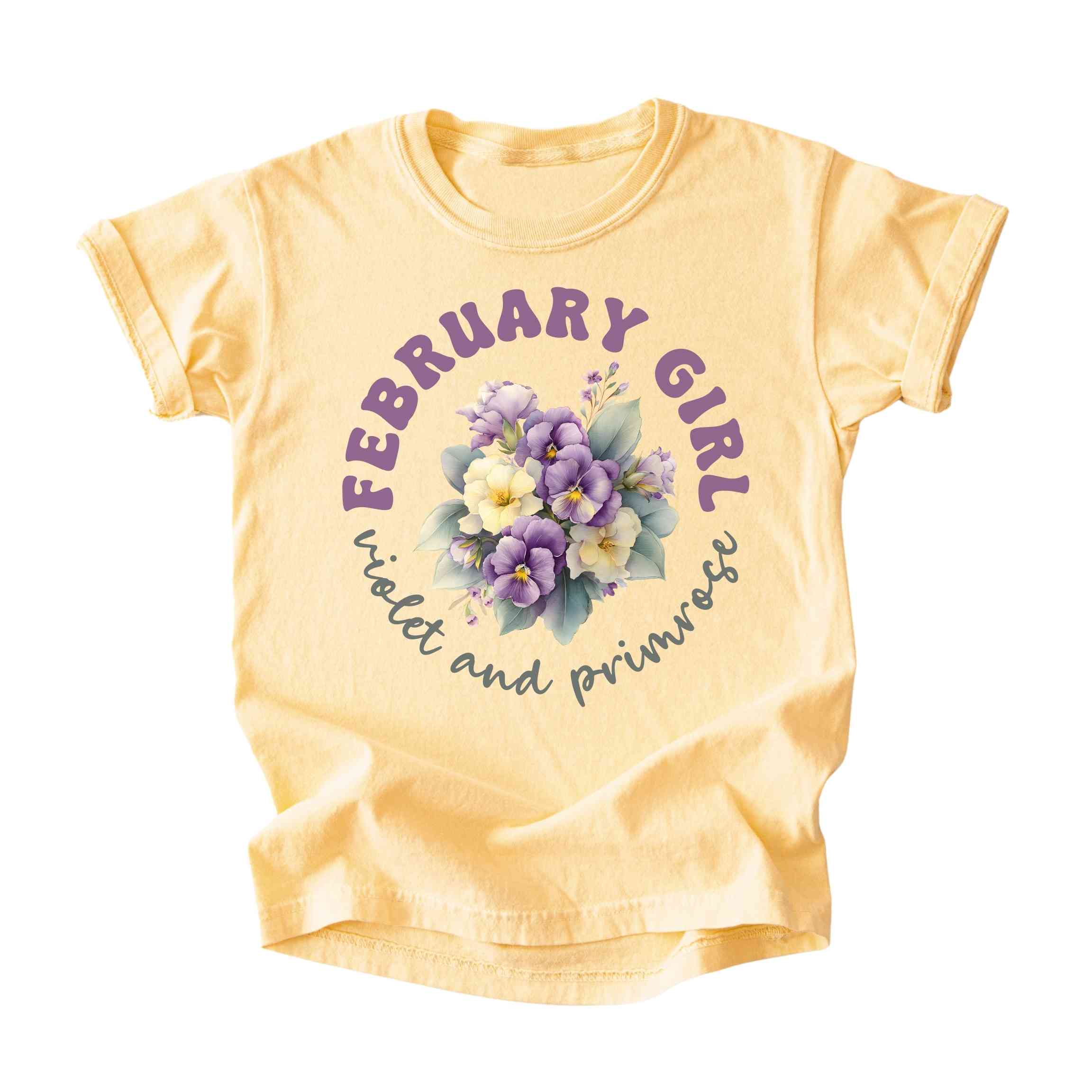 February Girl Birth Flowers (Bouquet) Tee - Kids