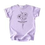 February Girl Birth Flowers (Line Art) Tee - Kids