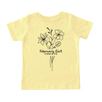 February Girl Birth Flowers (Line Art) Tee - Toddlers