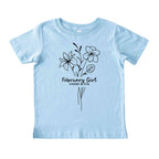 February Girl Birth Flowers (Line Art) Tee - Toddlers