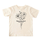 February Girl Birth Flowers (Line Art) Tee - Toddlers