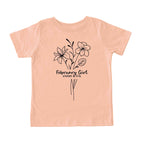 February Girl Birth Flowers (Line Art) Tee - Toddlers