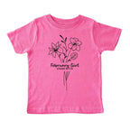 February Girl Birth Flowers (Line Art) Tee - Toddlers