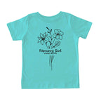 February Girl Birth Flowers (Line Art) Tee - Toddlers