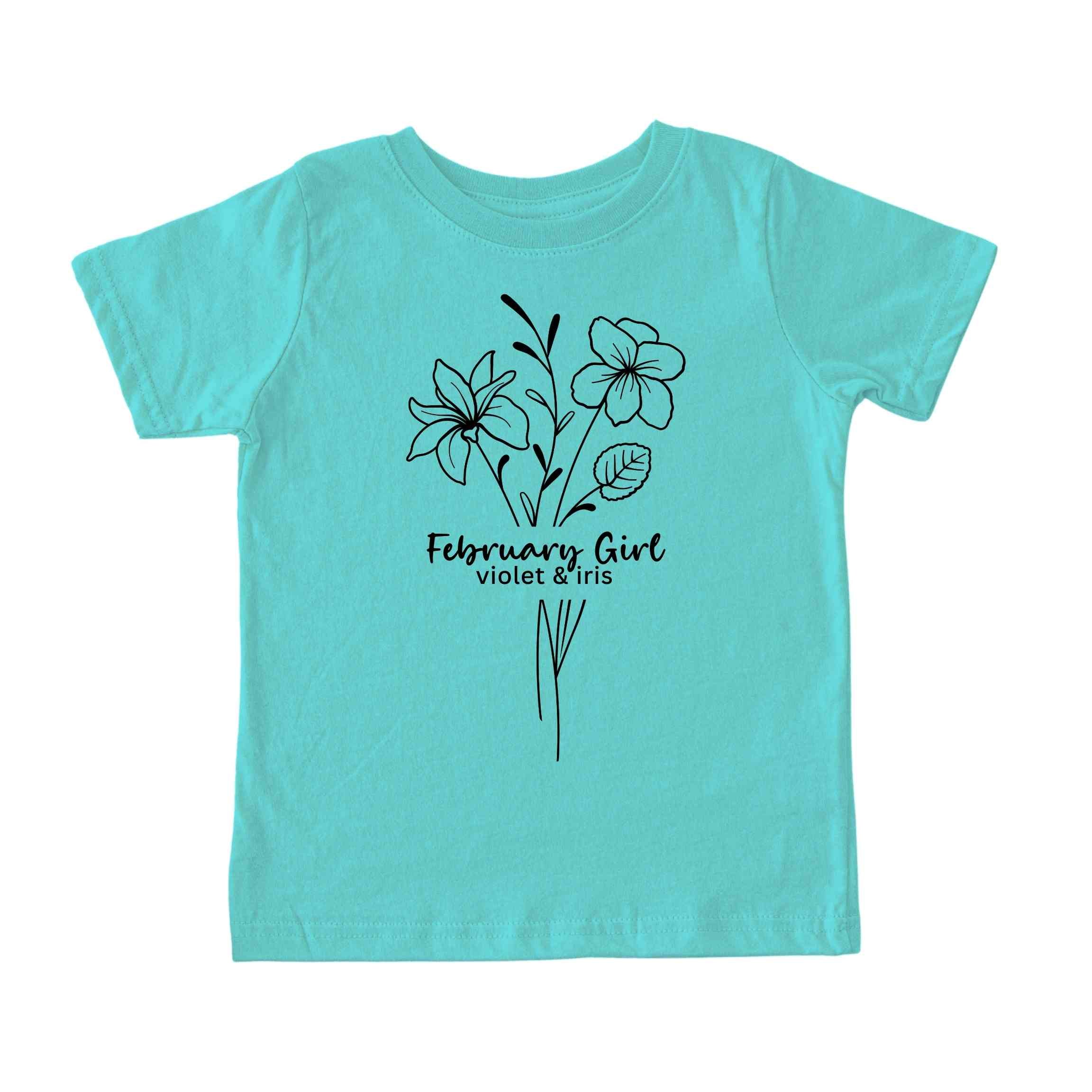 February Girl Birth Flowers (Line Art) Tee - Toddlers