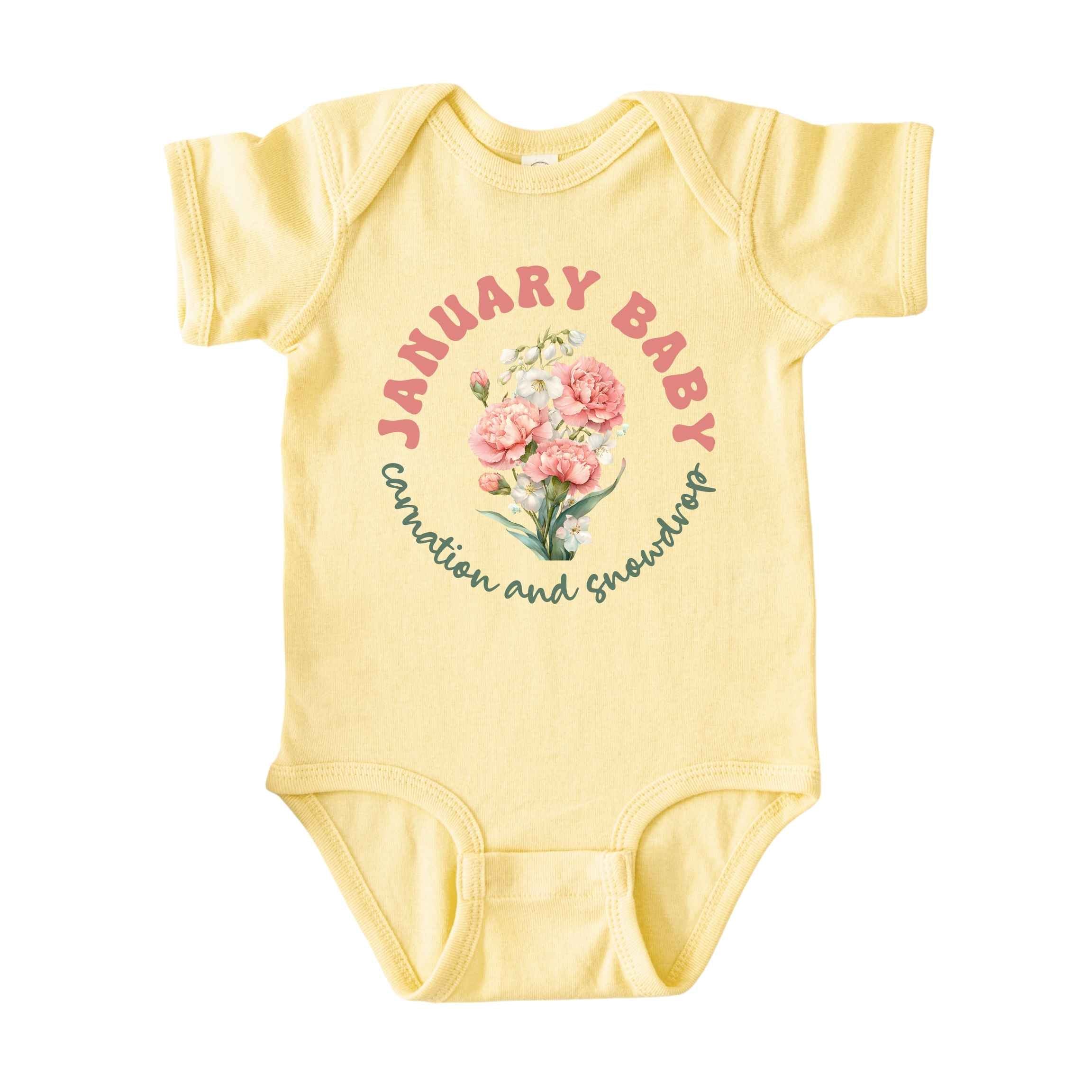 January Baby Birth Flowers (Circle) Bodysuit