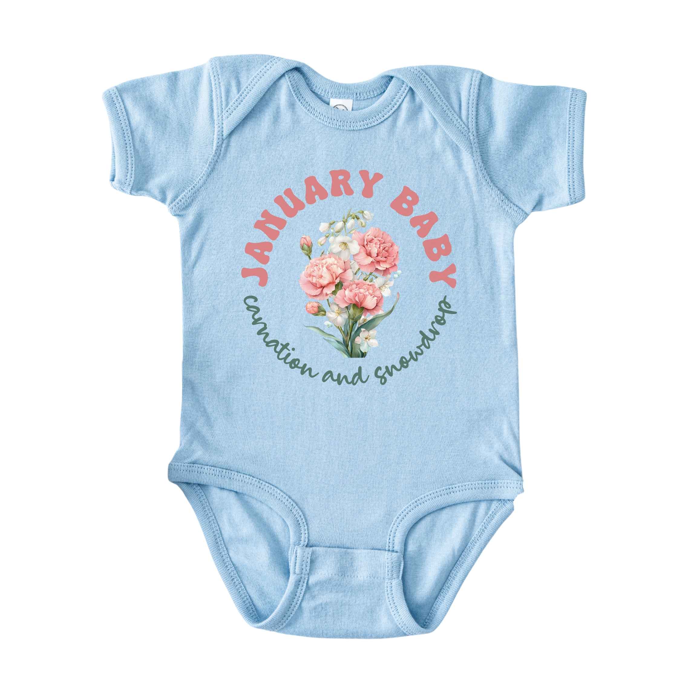 January Baby Birth Flowers (Circle) Bodysuit