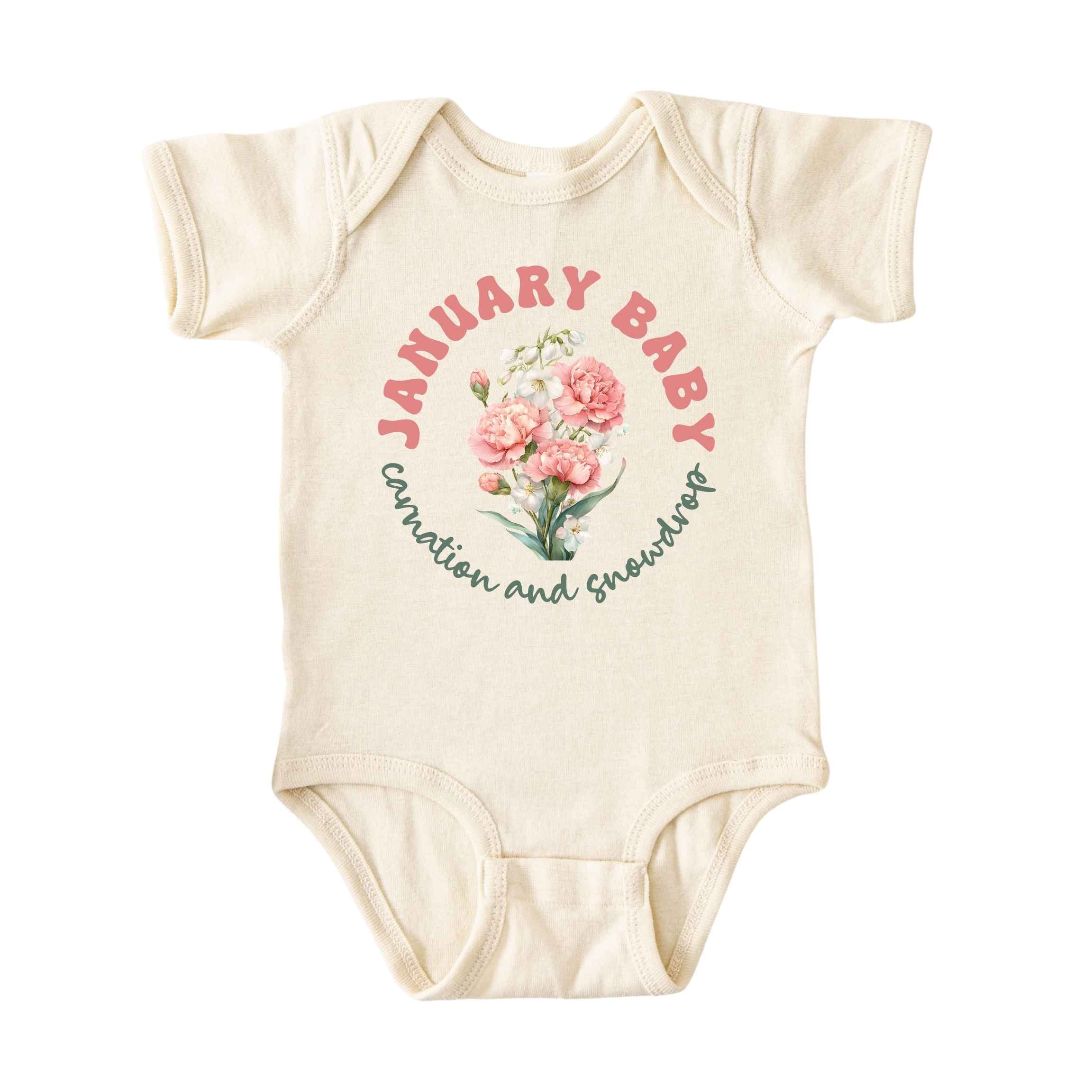 January Baby Birth Flowers (Circle) Bodysuit