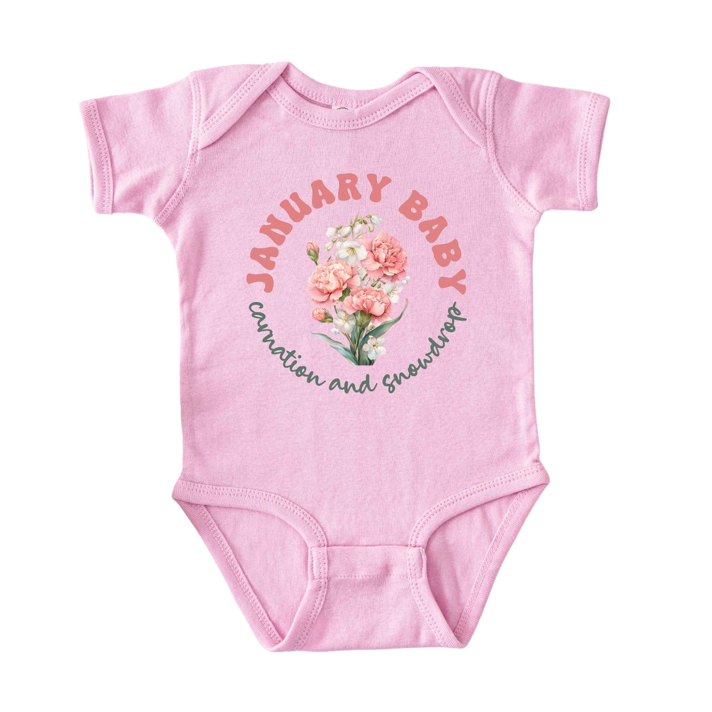 January Baby Birth Flowers (Circle) Bodysuit