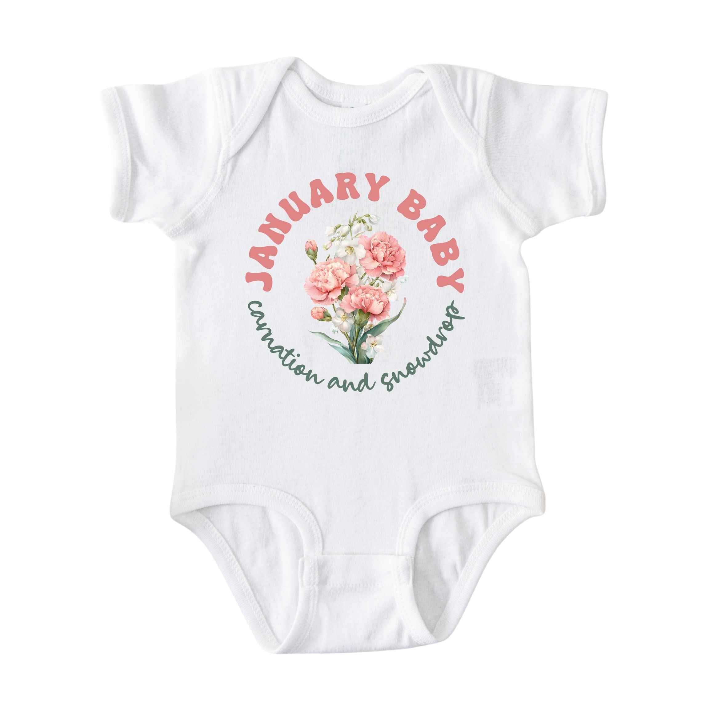 January Baby Birth Flowers (Circle) Bodysuit