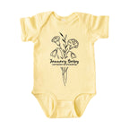 January Baby Birth Flowers (Line Art) Bodysuit