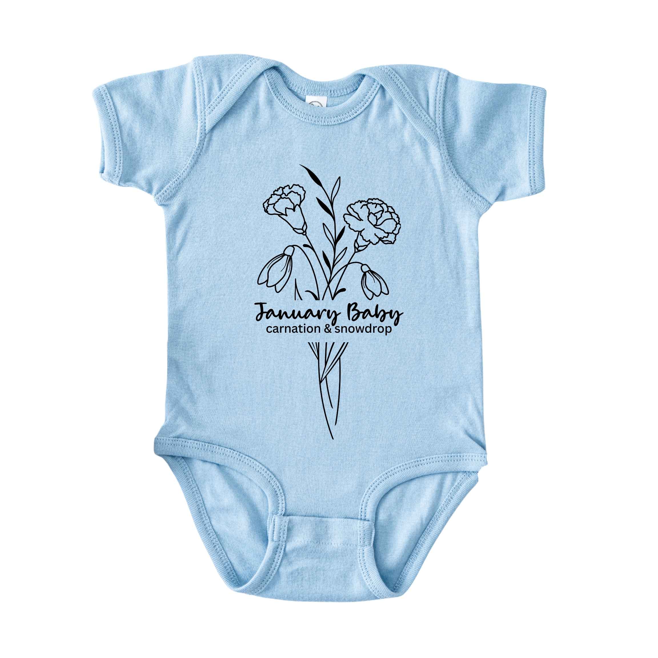January Baby Birth Flowers (Line Art) Bodysuit