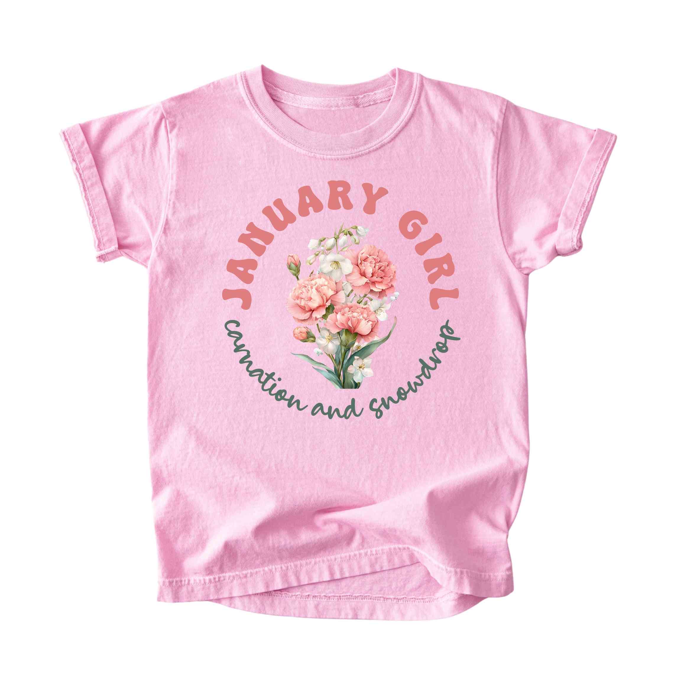 January Girl Birth Flowers (Bouquet) Tee - Kids