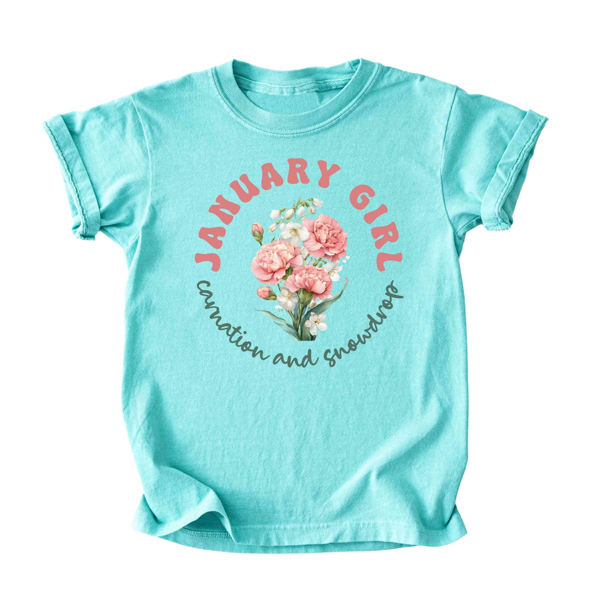 January Girl Birth Flowers (Bouquet) Tee - Kids