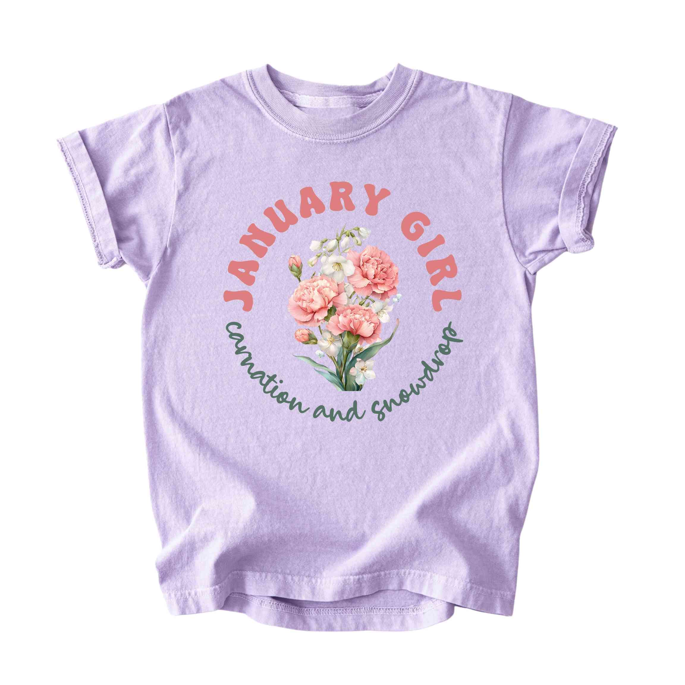 January Girl Birth Flowers (Bouquet) Tee - Kids