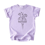 January Girl Birth Flowers (Line Art) Tee - Kids