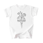 January Girl Birth Flowers (Line Art) Tee - Kids