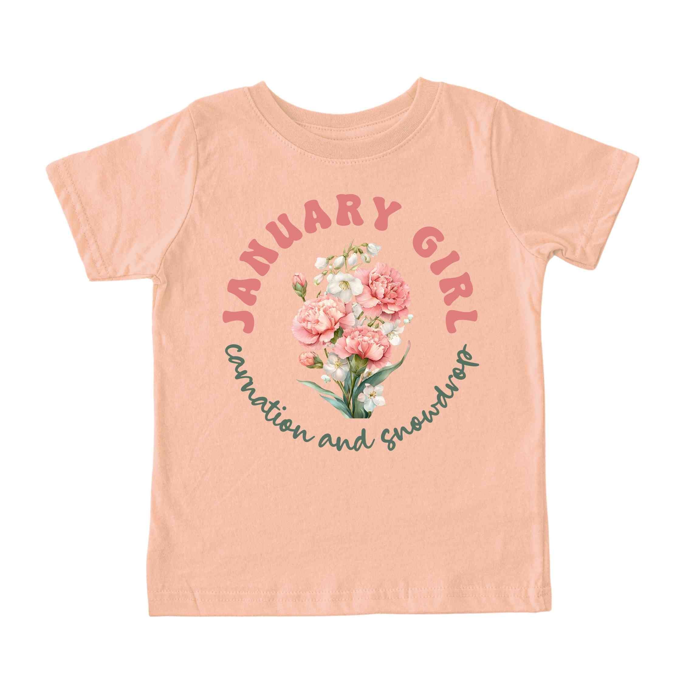 January Girl Birth Flowers (Bouquet) Tee - Toddlers