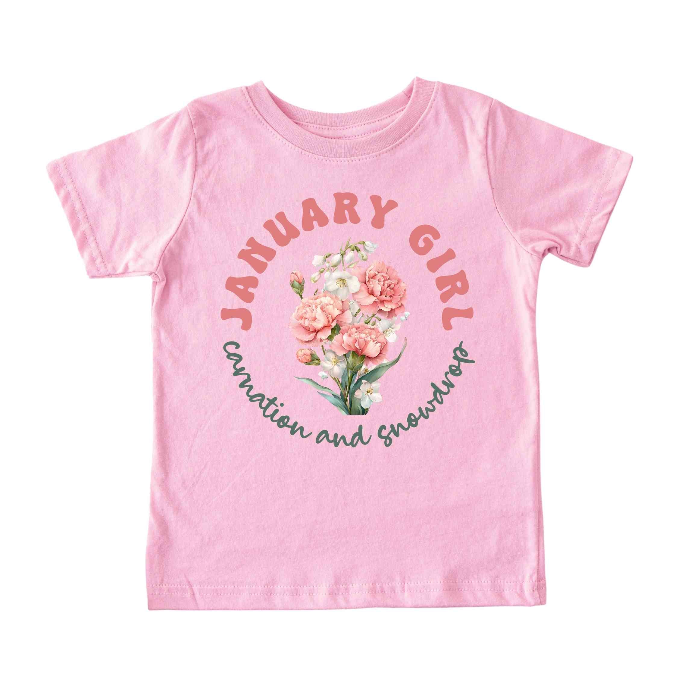 January Girl Birth Flowers (Bouquet) Tee - Toddlers
