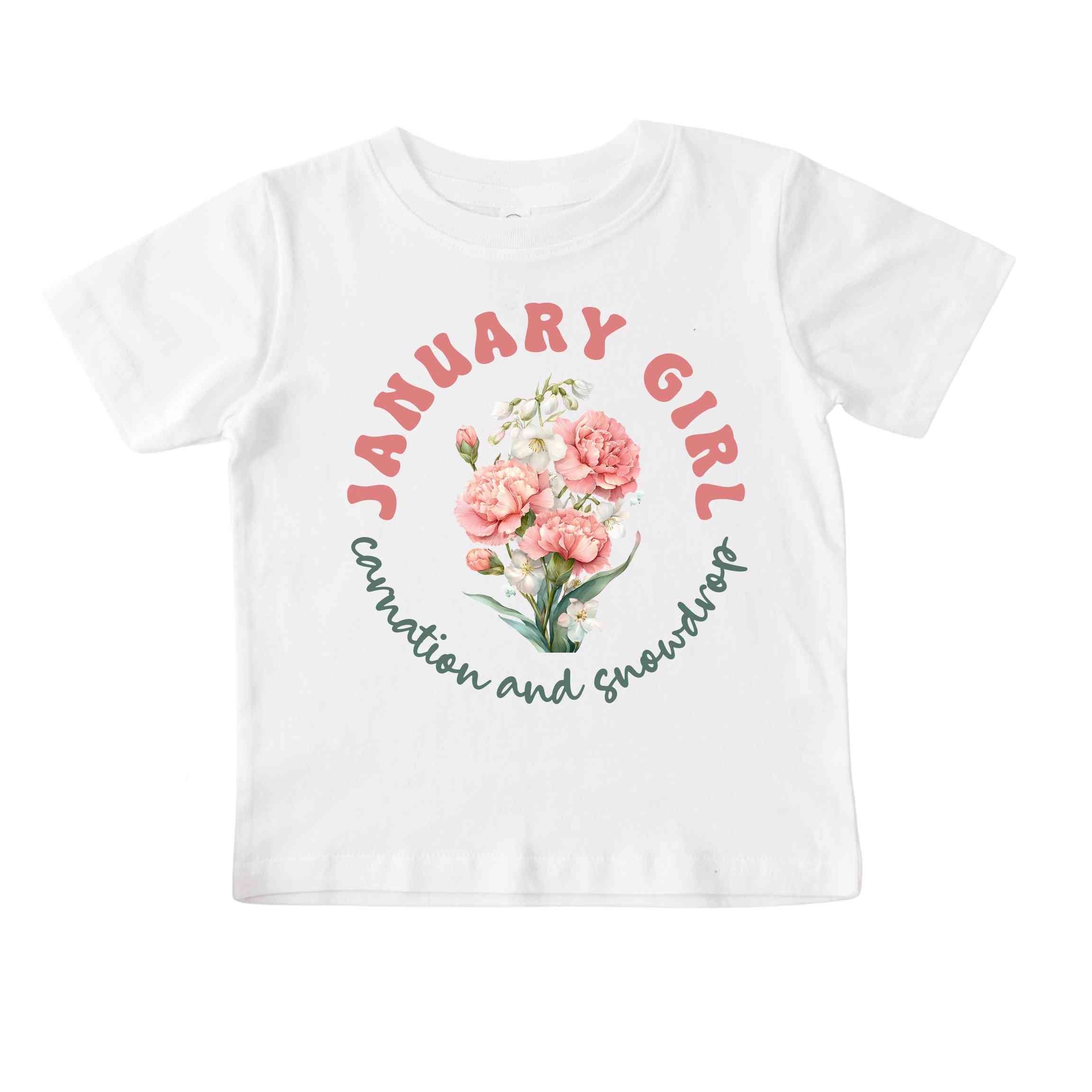 January Girl Birth Flowers (Bouquet) Tee - Toddlers