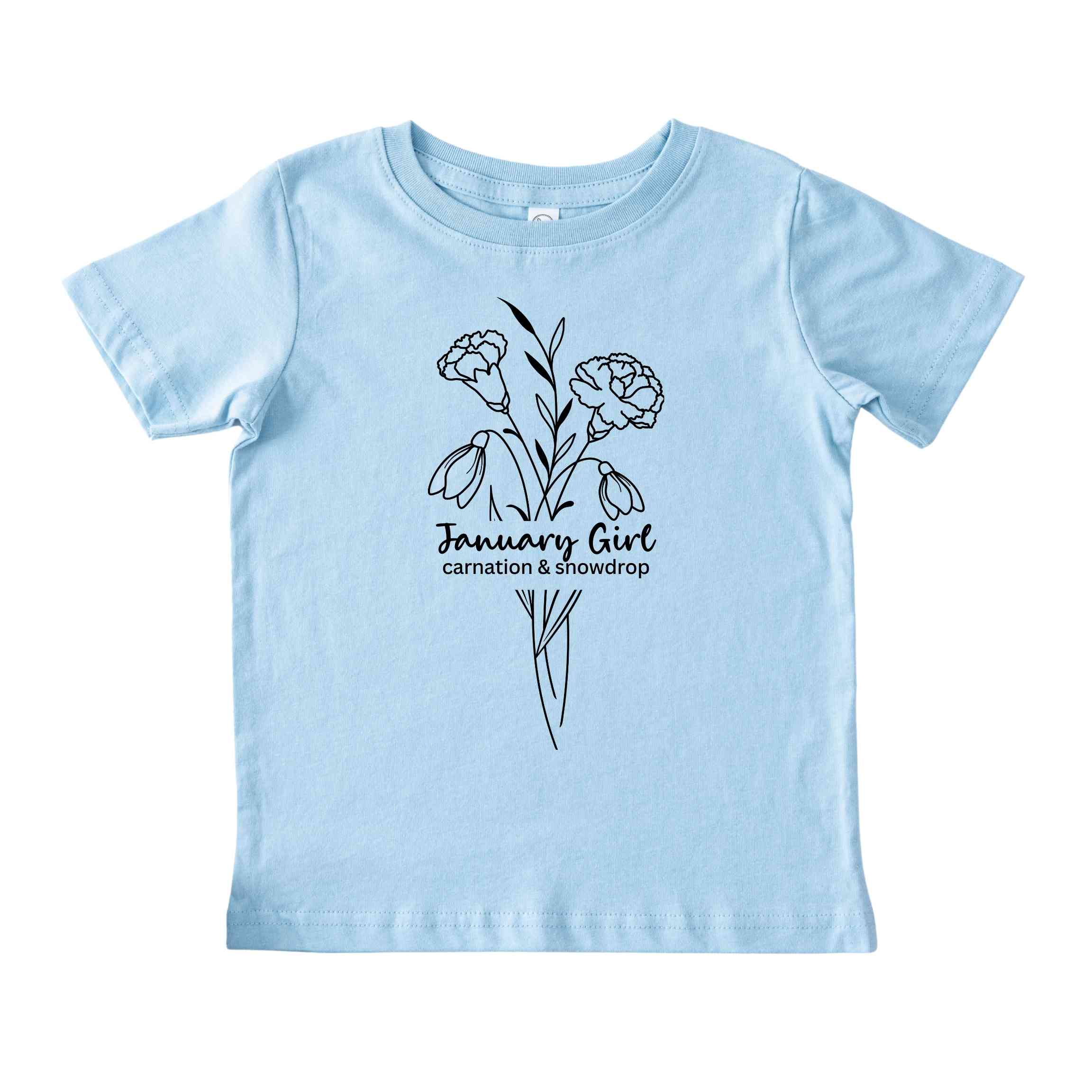 January Girl Birth Flowers (Line Art) Tee - Toddlers
