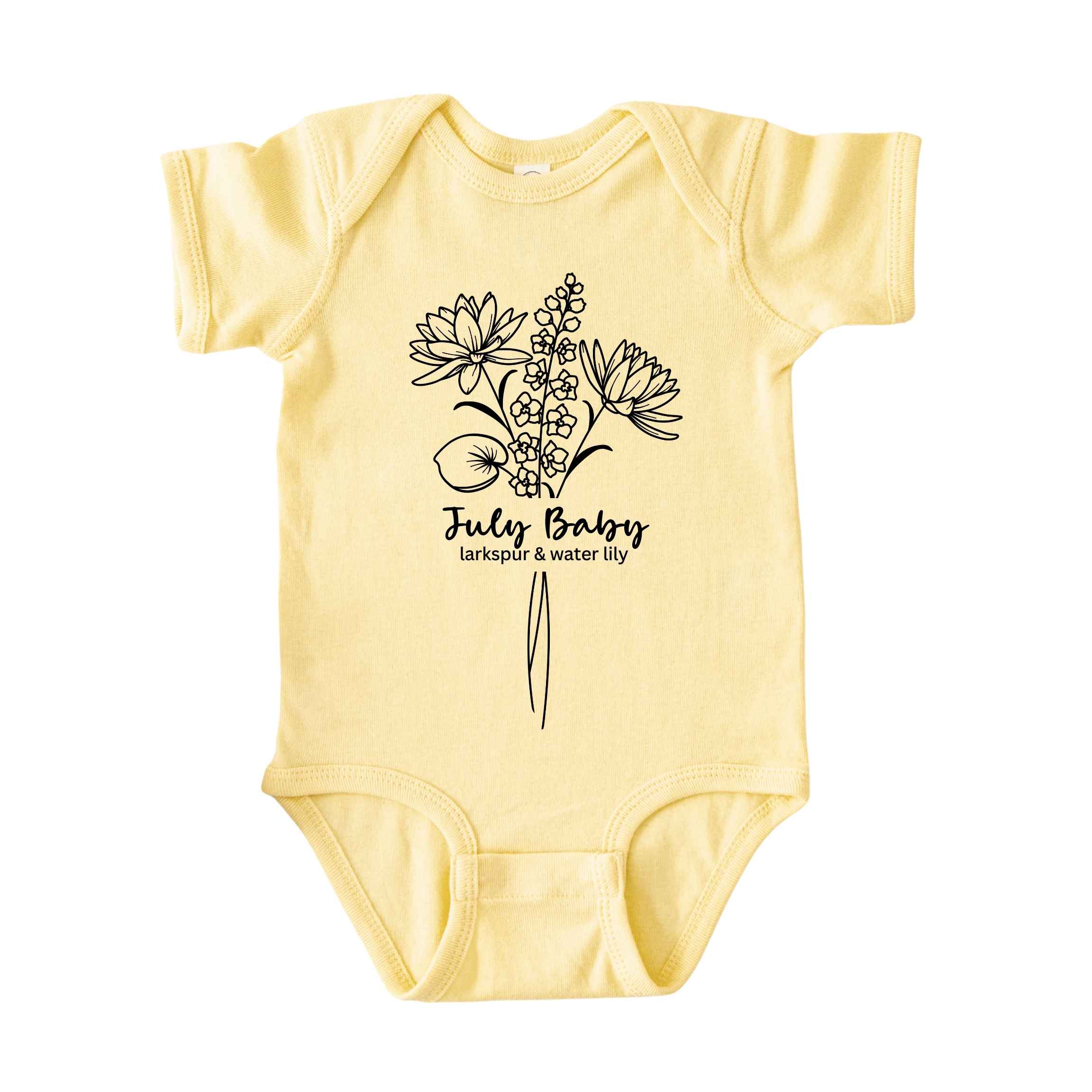 July Baby Birth Flowers (Line Art) Bodysuit