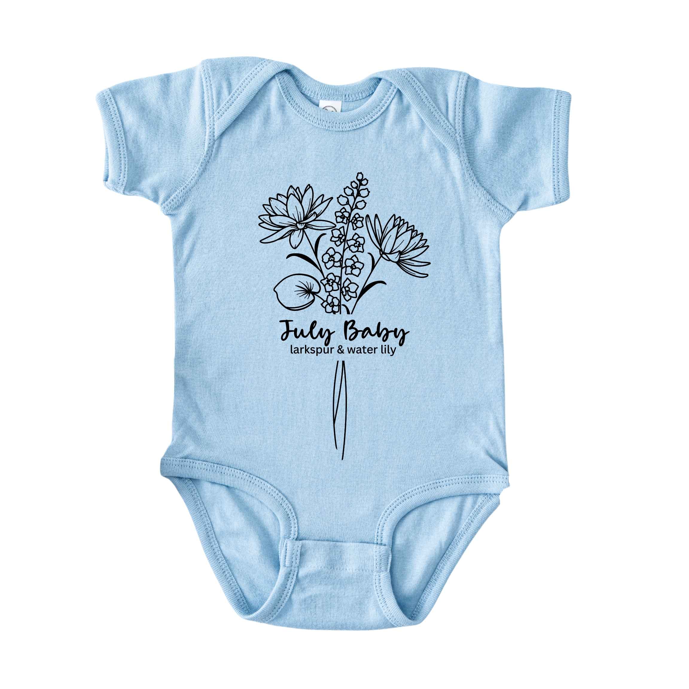 July Baby Birth Flowers (Line Art) Bodysuit