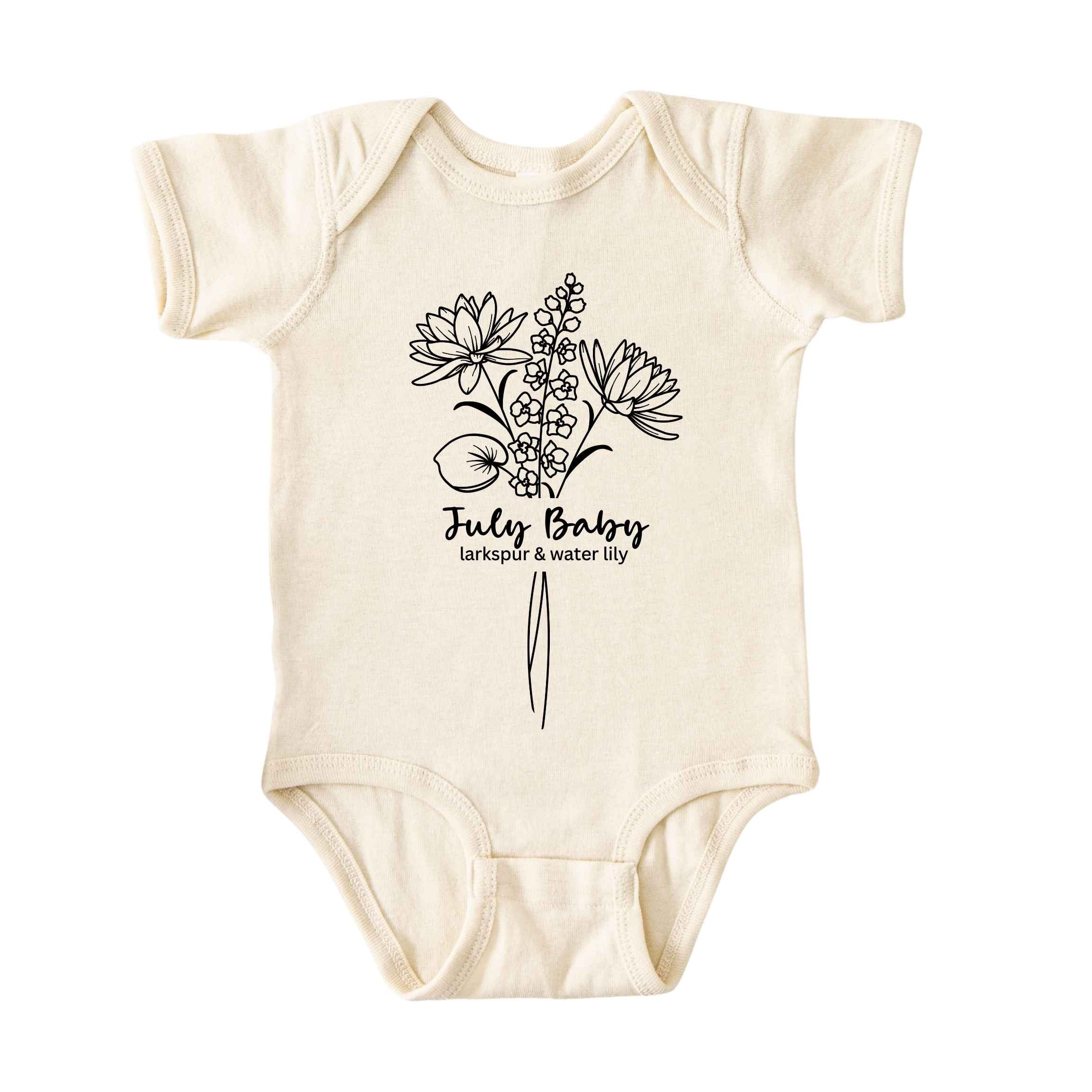 July Baby Birth Flowers (Line Art) Bodysuit