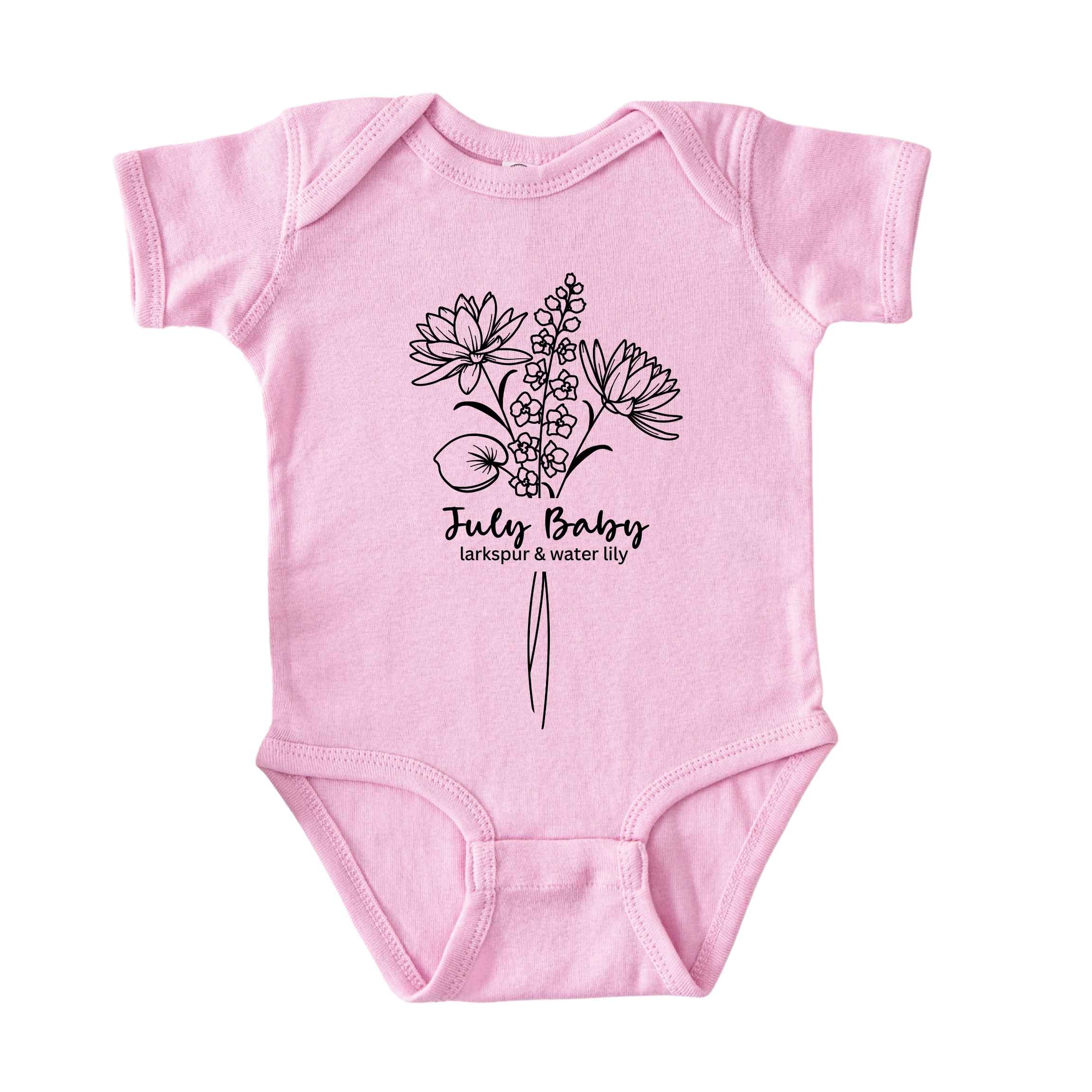July Baby Birth Flowers (Line Art) Bodysuit