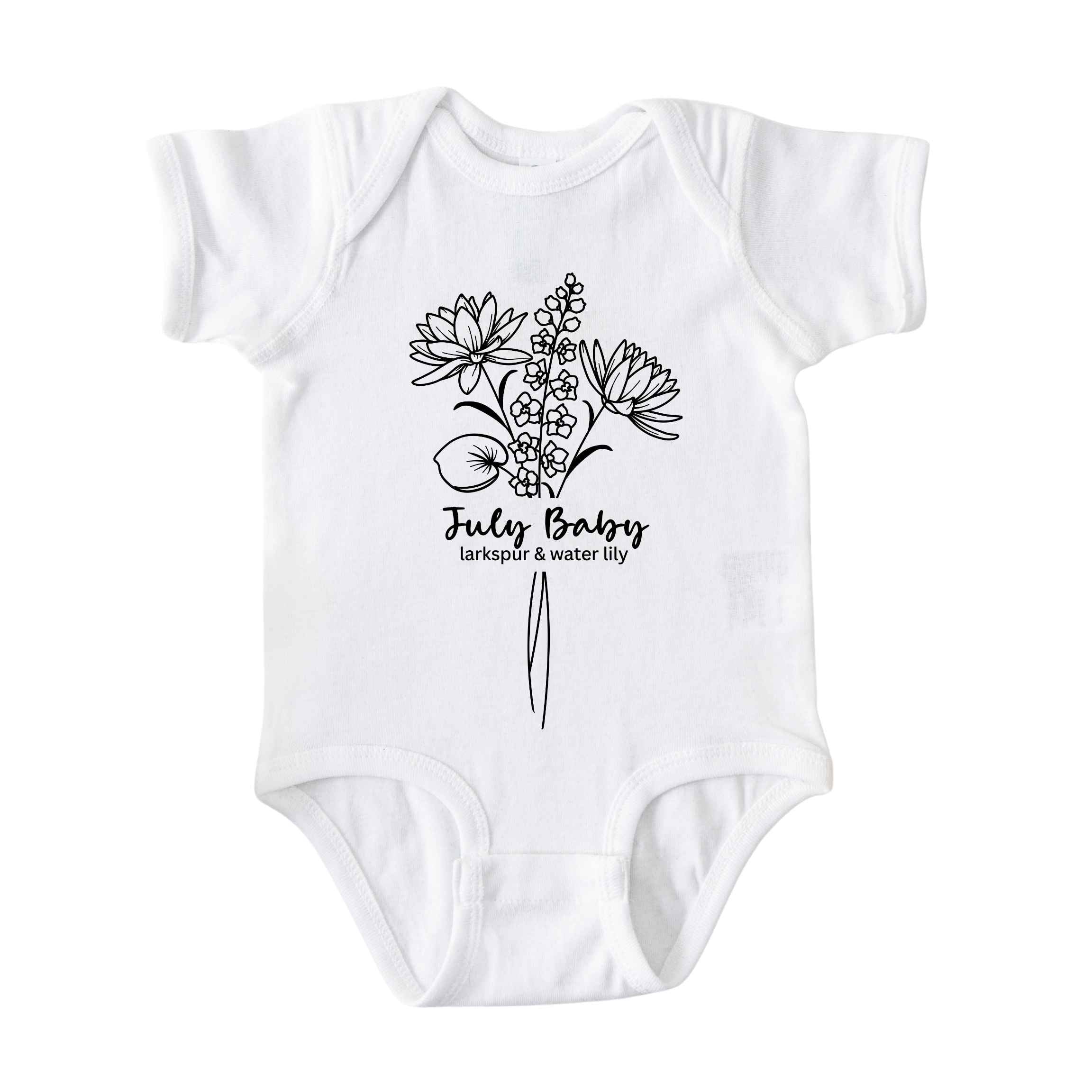 July Baby Birth Flowers (Line Art) Bodysuit