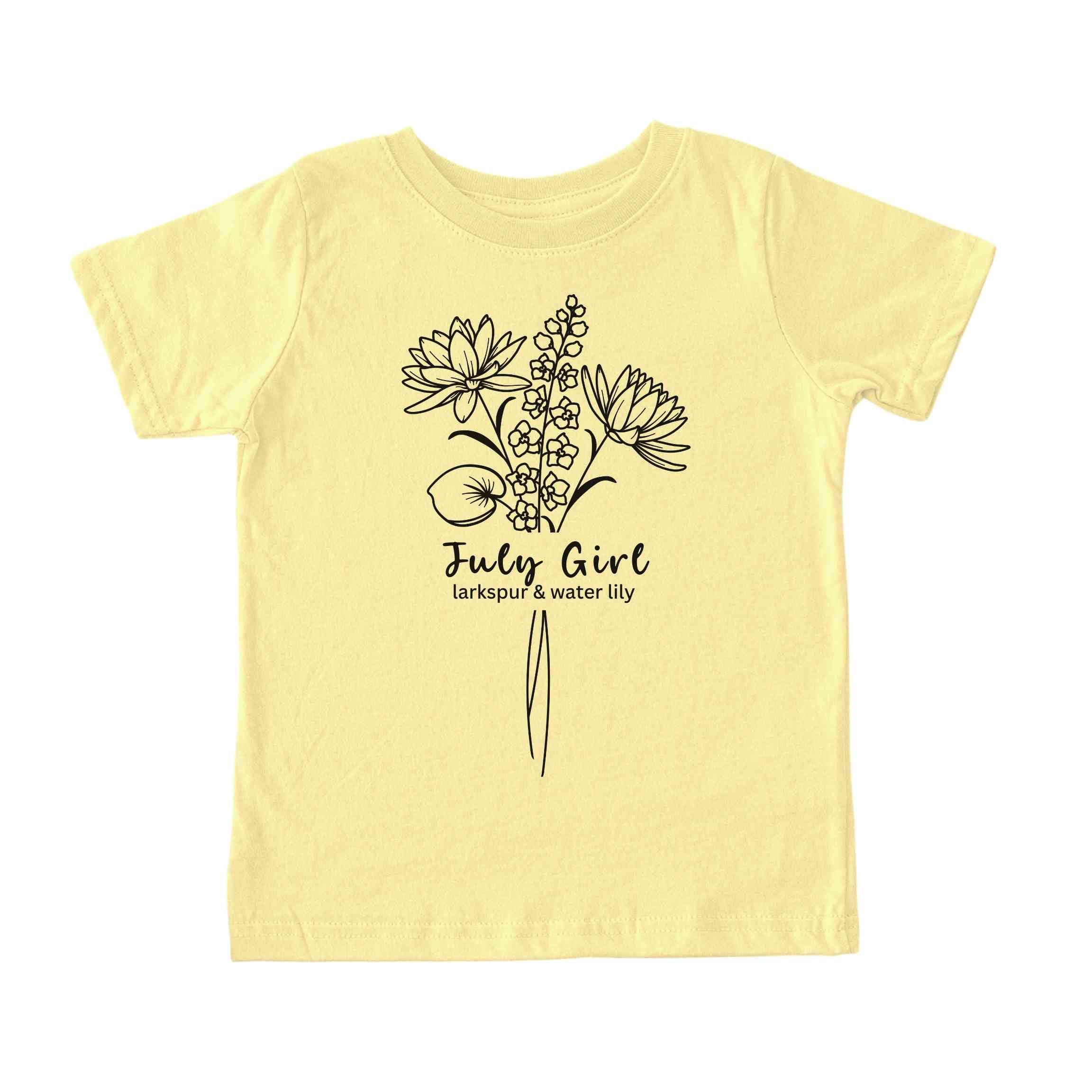 July Girl Birth Flowers (Line Art) Tee - Toddlers