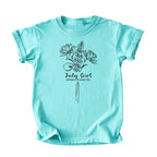 July Girl Birth Flowers (Line Art) Tee - Kids