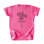 July Girl Birth Flowers (Line Art) Tee - Kids