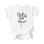 July Girl Birth Flowers (Line Art) Tee - Kids