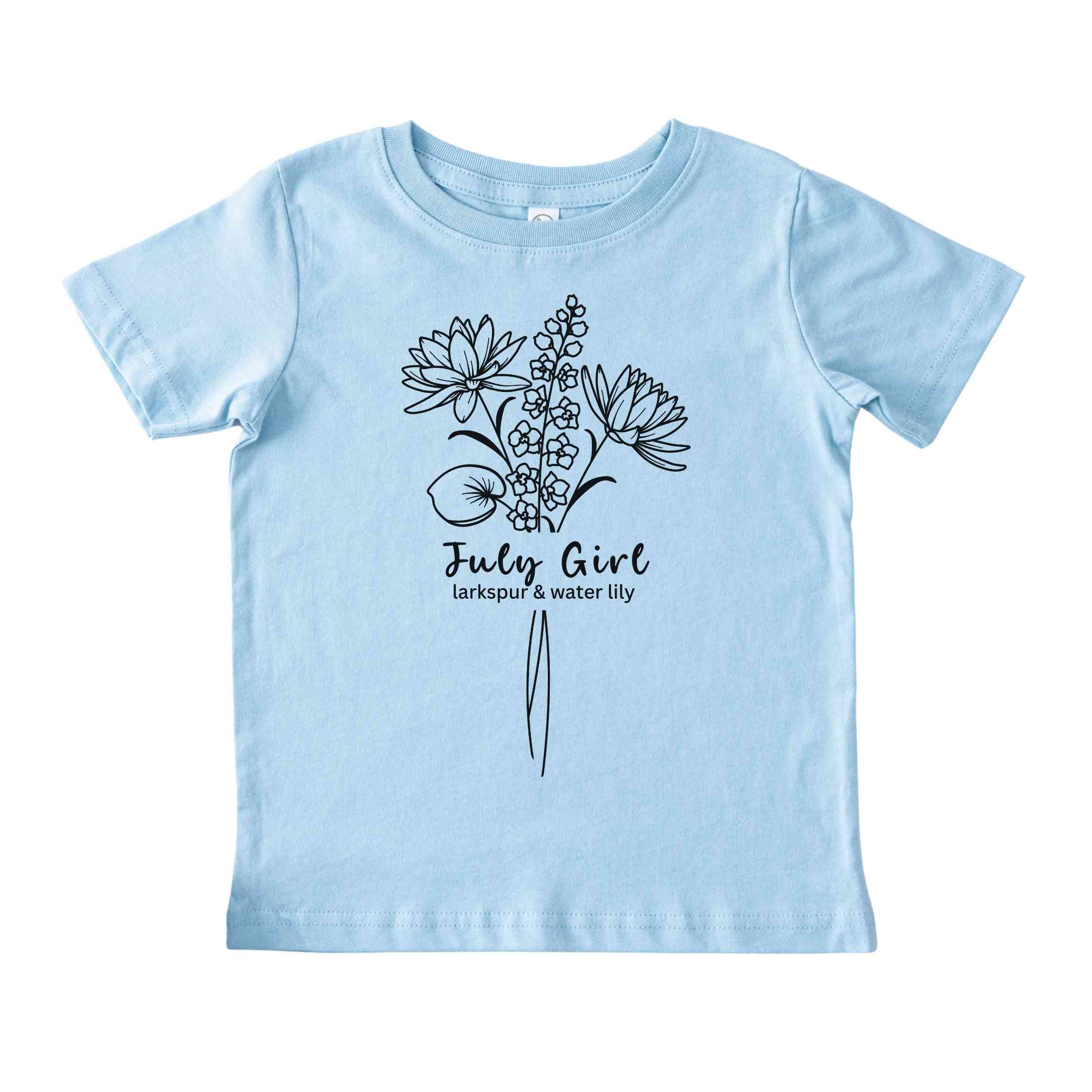 July Girl Birth Flowers (Line Art) Tee - Toddlers