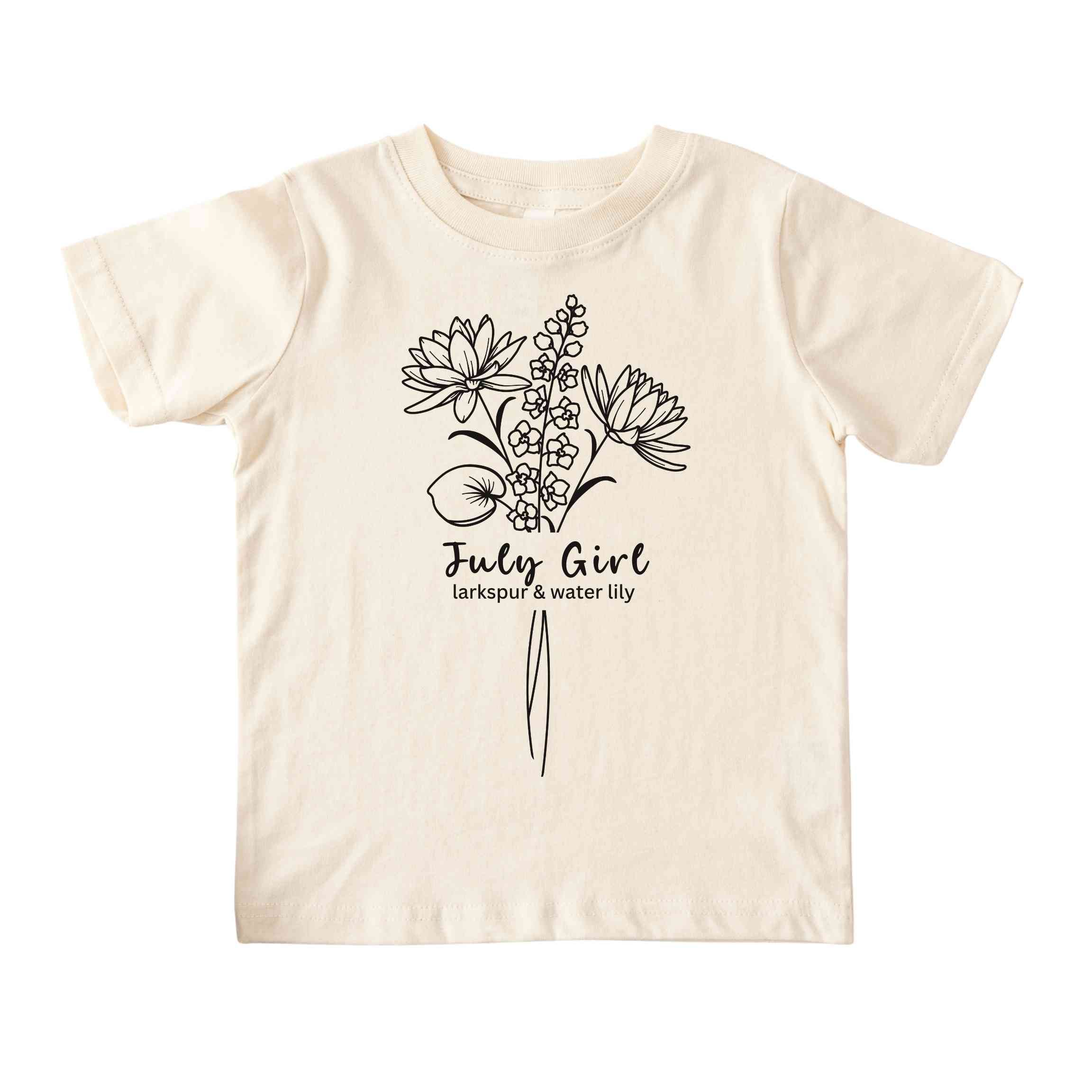 July Girl Birth Flowers (Line Art) Tee - Toddlers