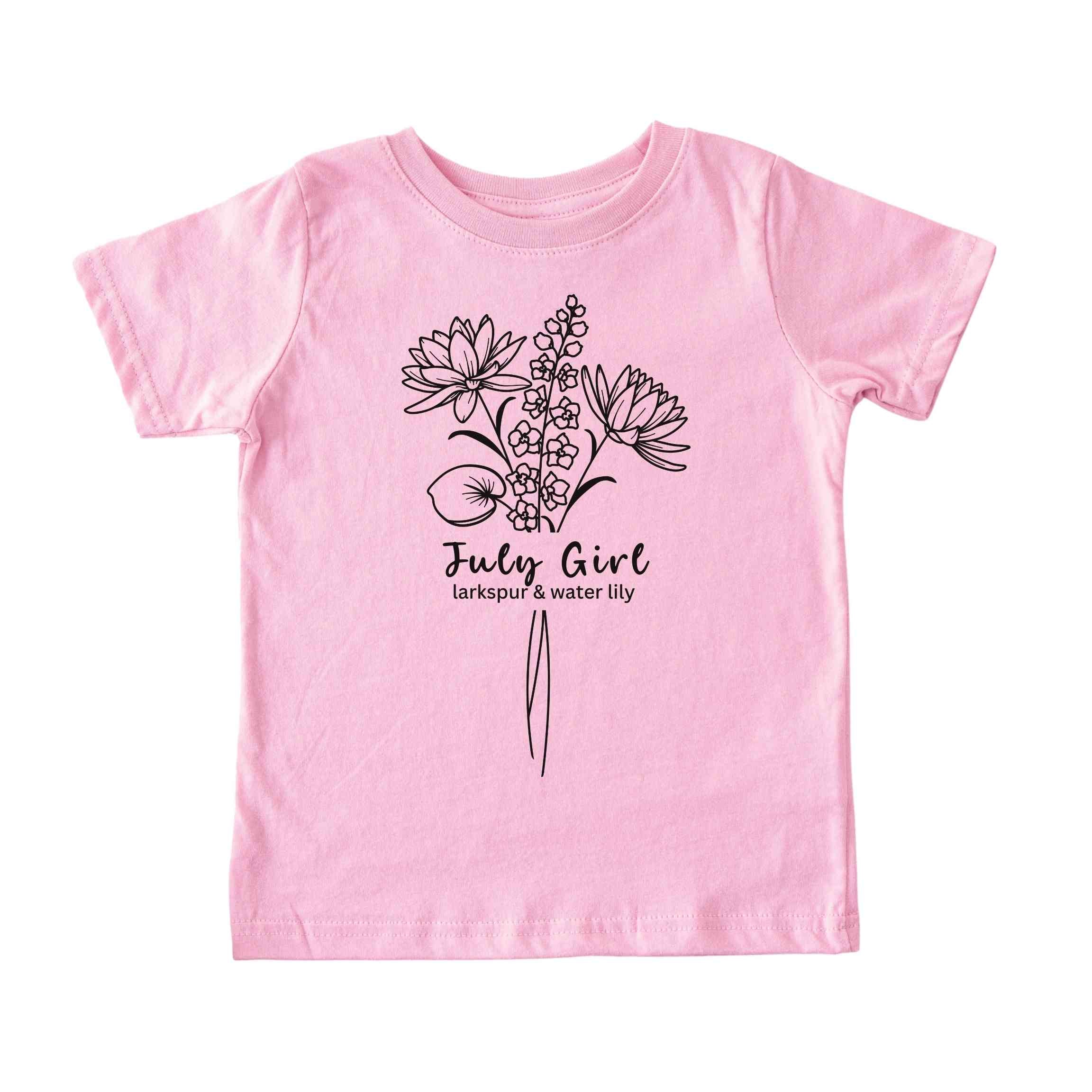 July Girl Birth Flowers (Line Art) Tee - Toddlers