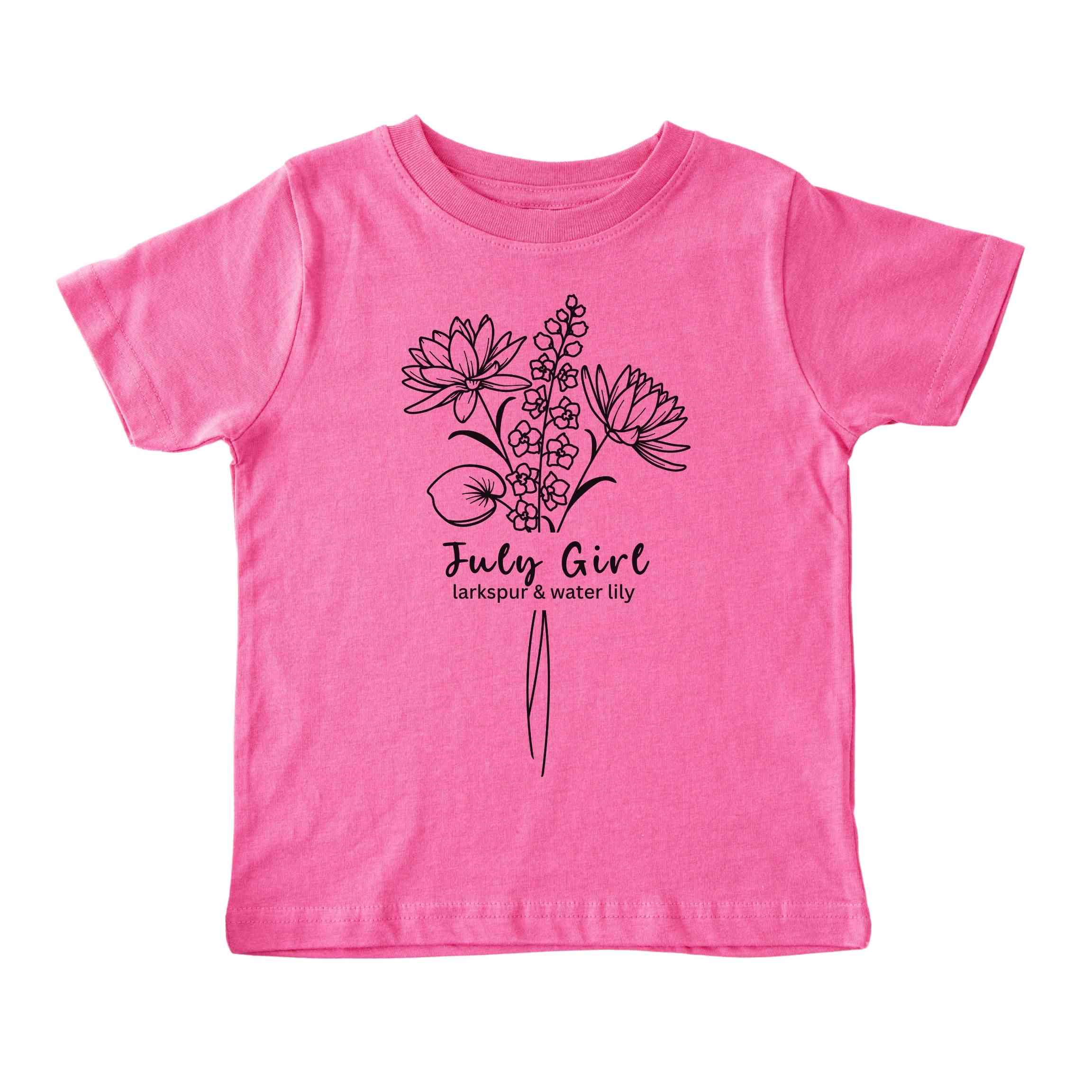 July Girl Birth Flowers (Line Art) Tee - Toddlers