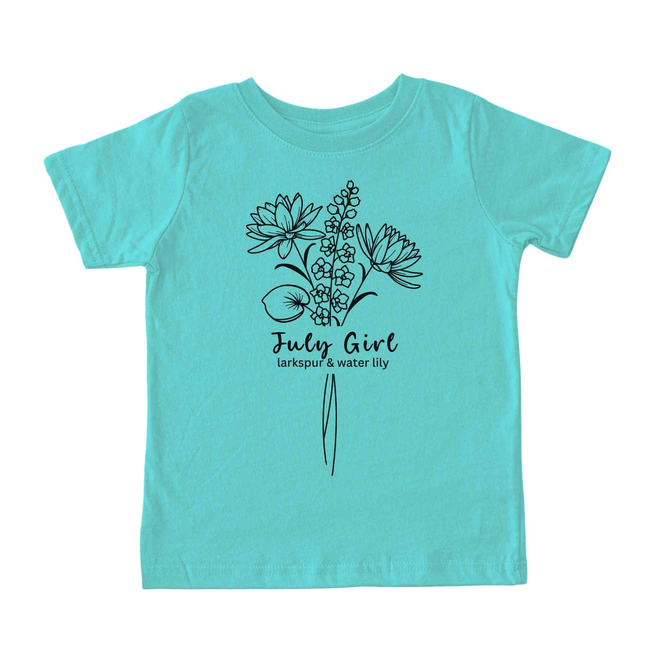 July Girl Birth Flowers (Line Art) Tee - Toddlers