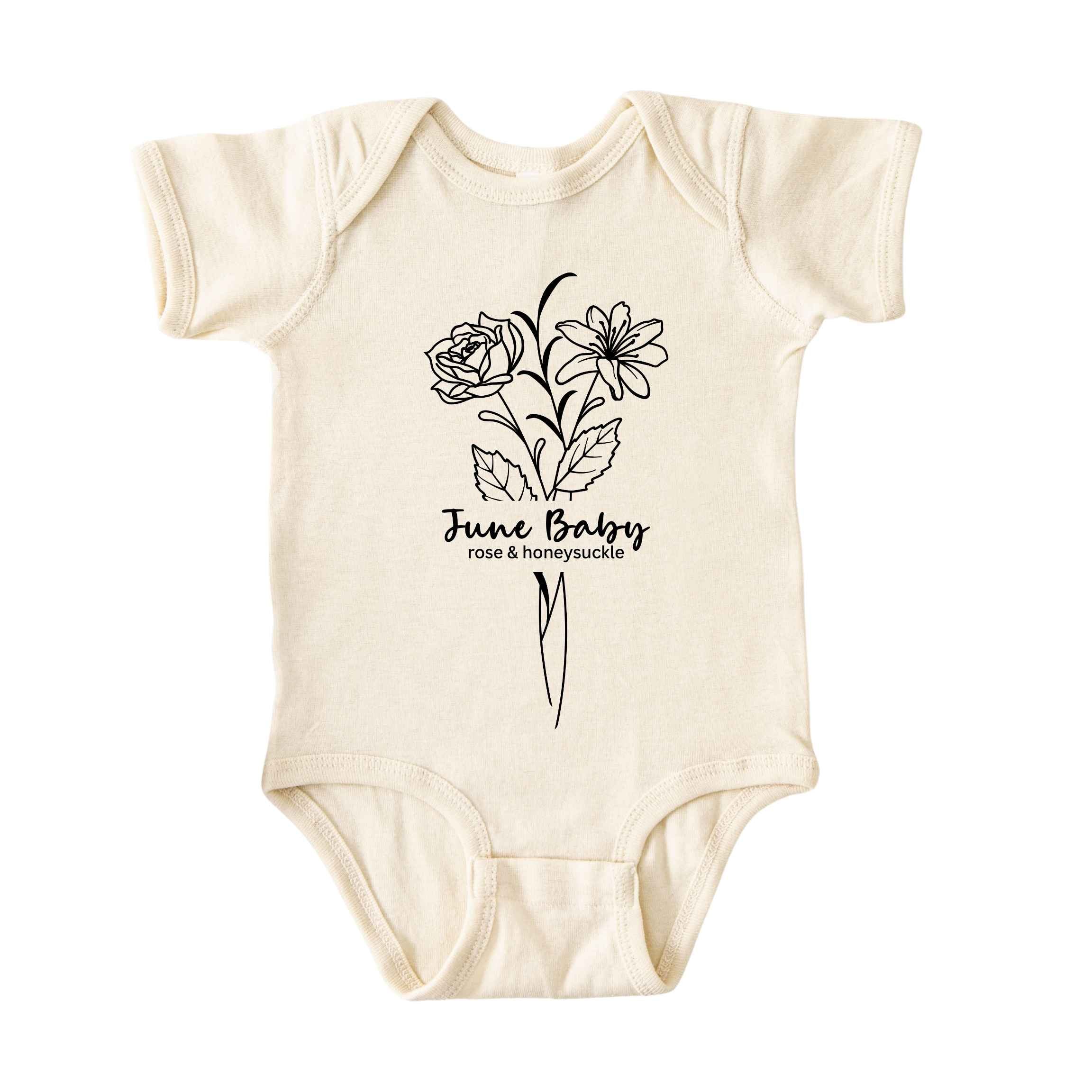 June Baby Birth Flowers (Line Art) Bodysuit