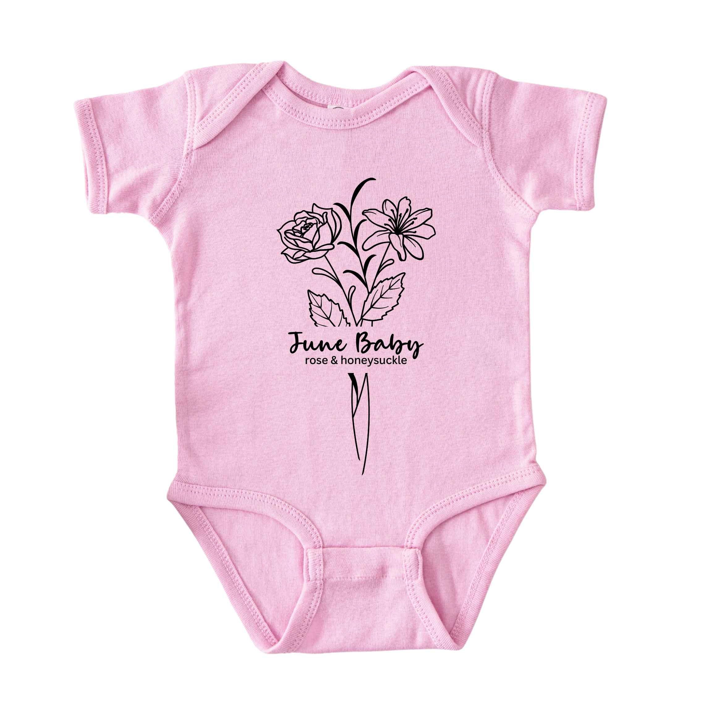 June Baby Birth Flowers (Line Art) Bodysuit